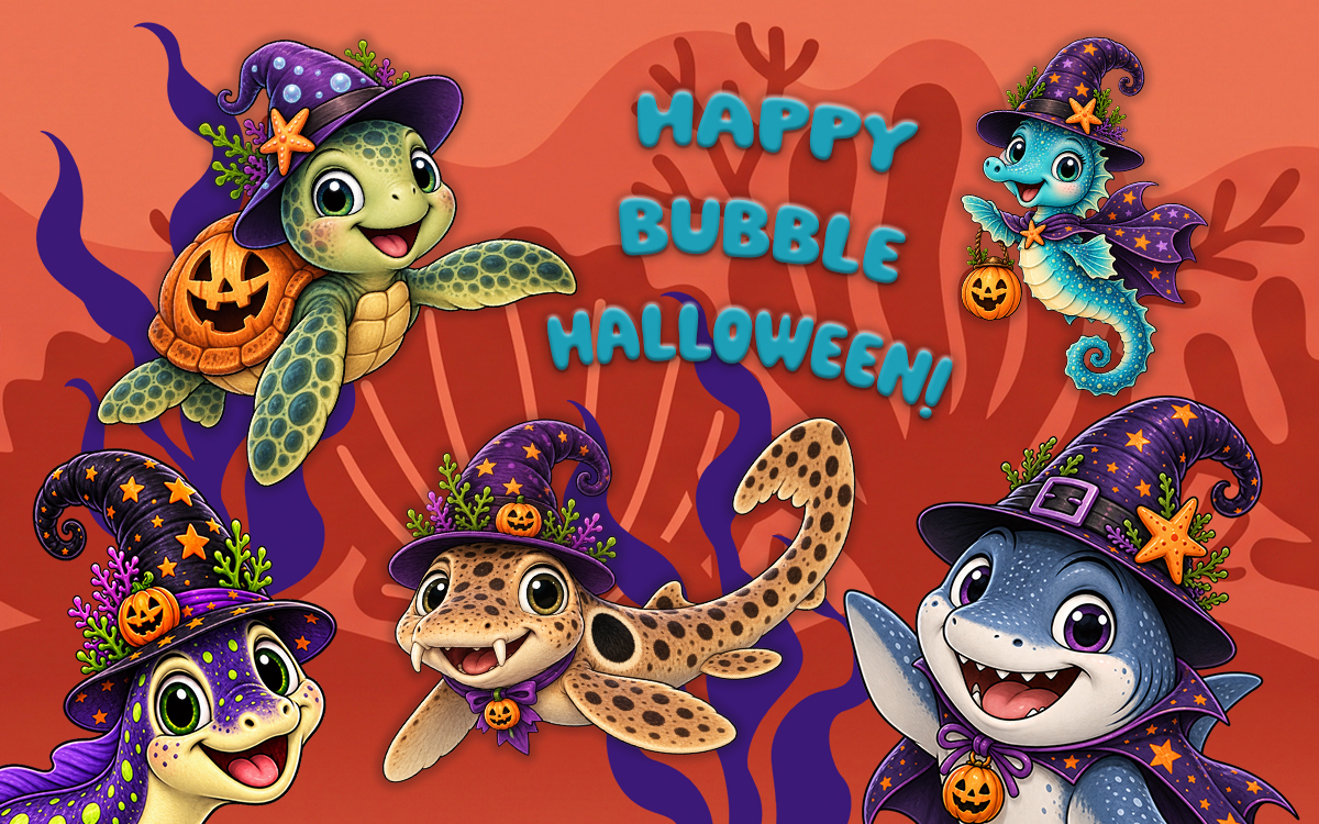 Happy Bubble Halloween marine-life characters