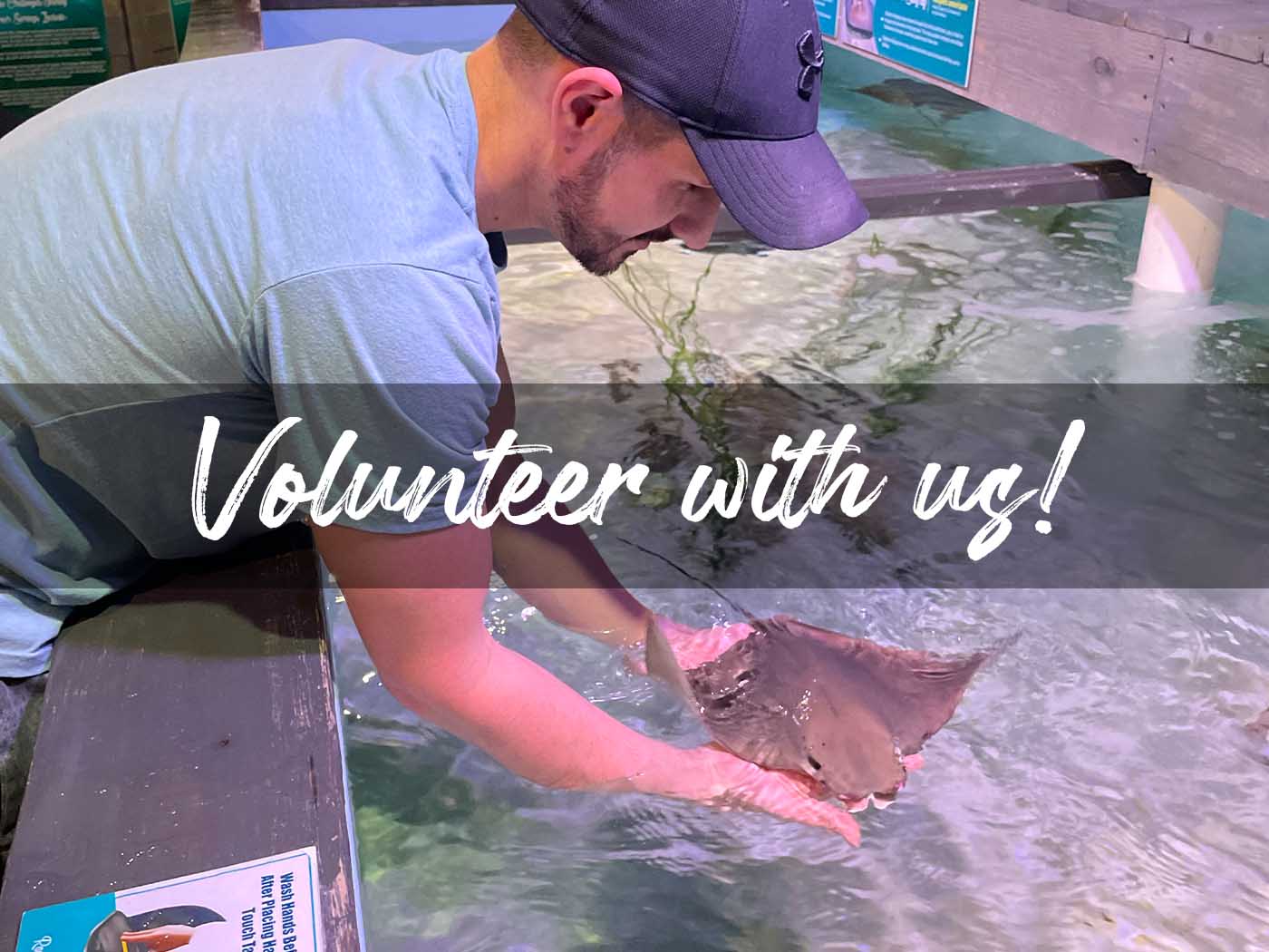 Volunteer assisting guests at Mertailor's Mermaid Aquarium Encounter in Lecanto Florida